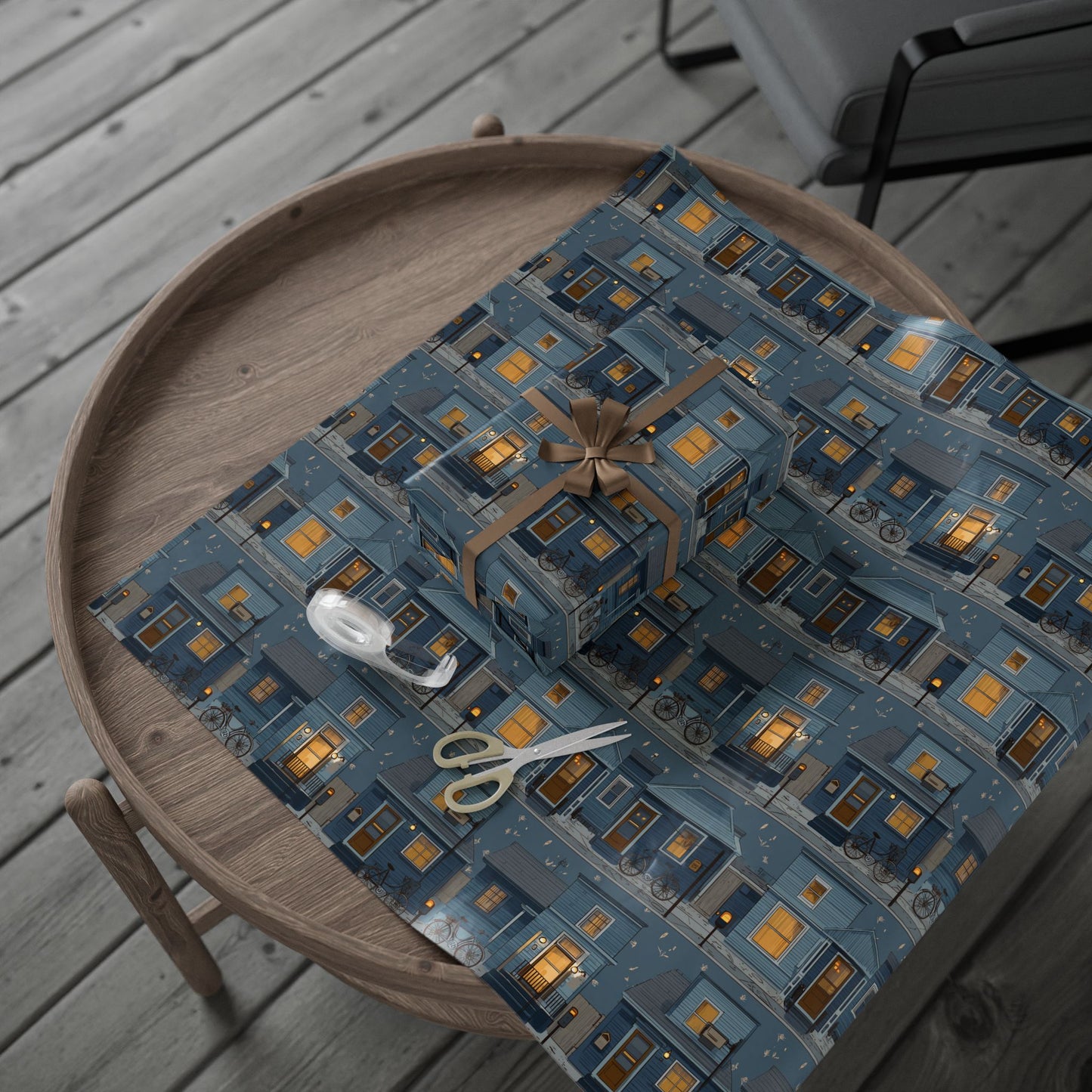 Neighborhood Map Pattern Wrapping Paper — District No. 004