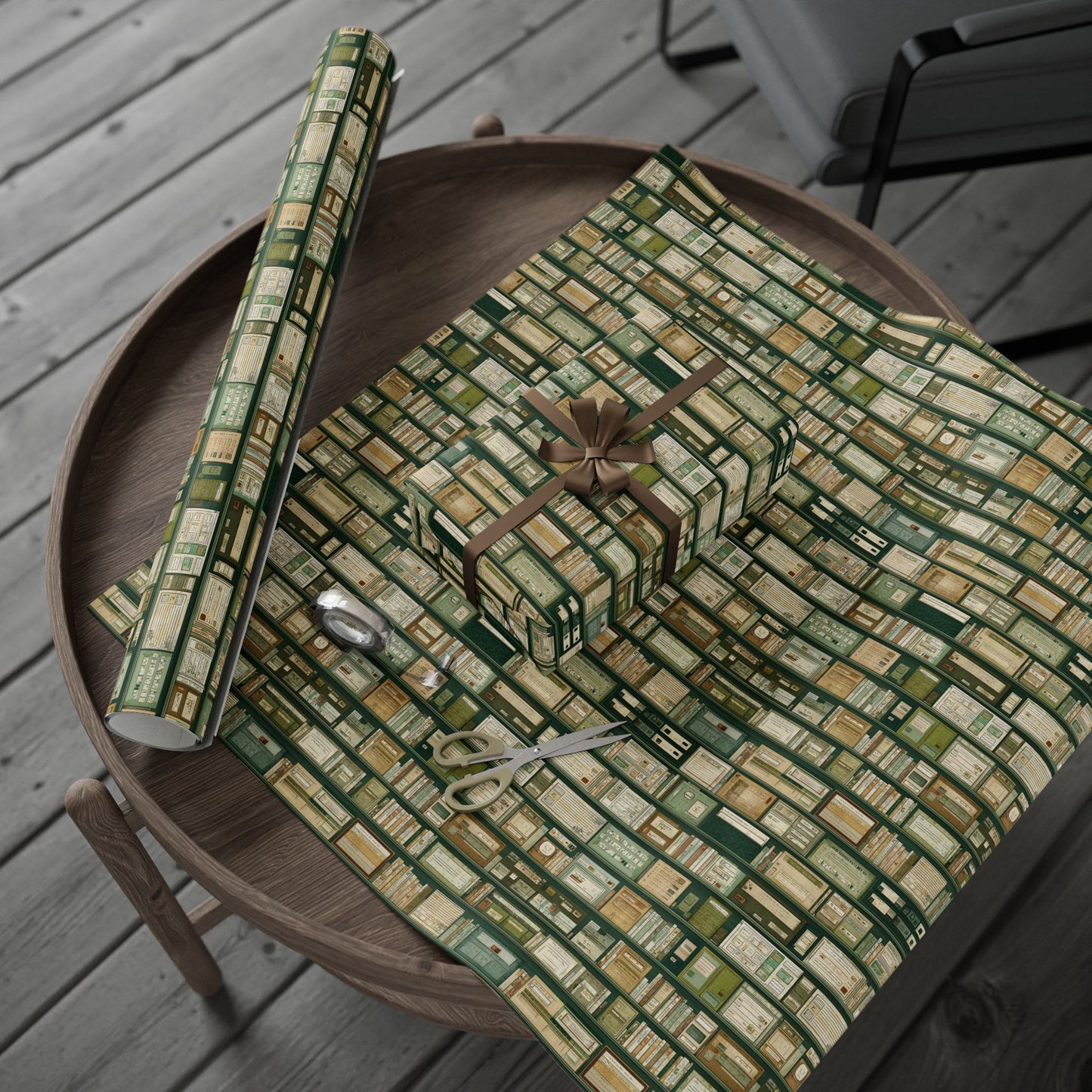 Library & Books Pattern Wrapping Paper — Collection No. 003
