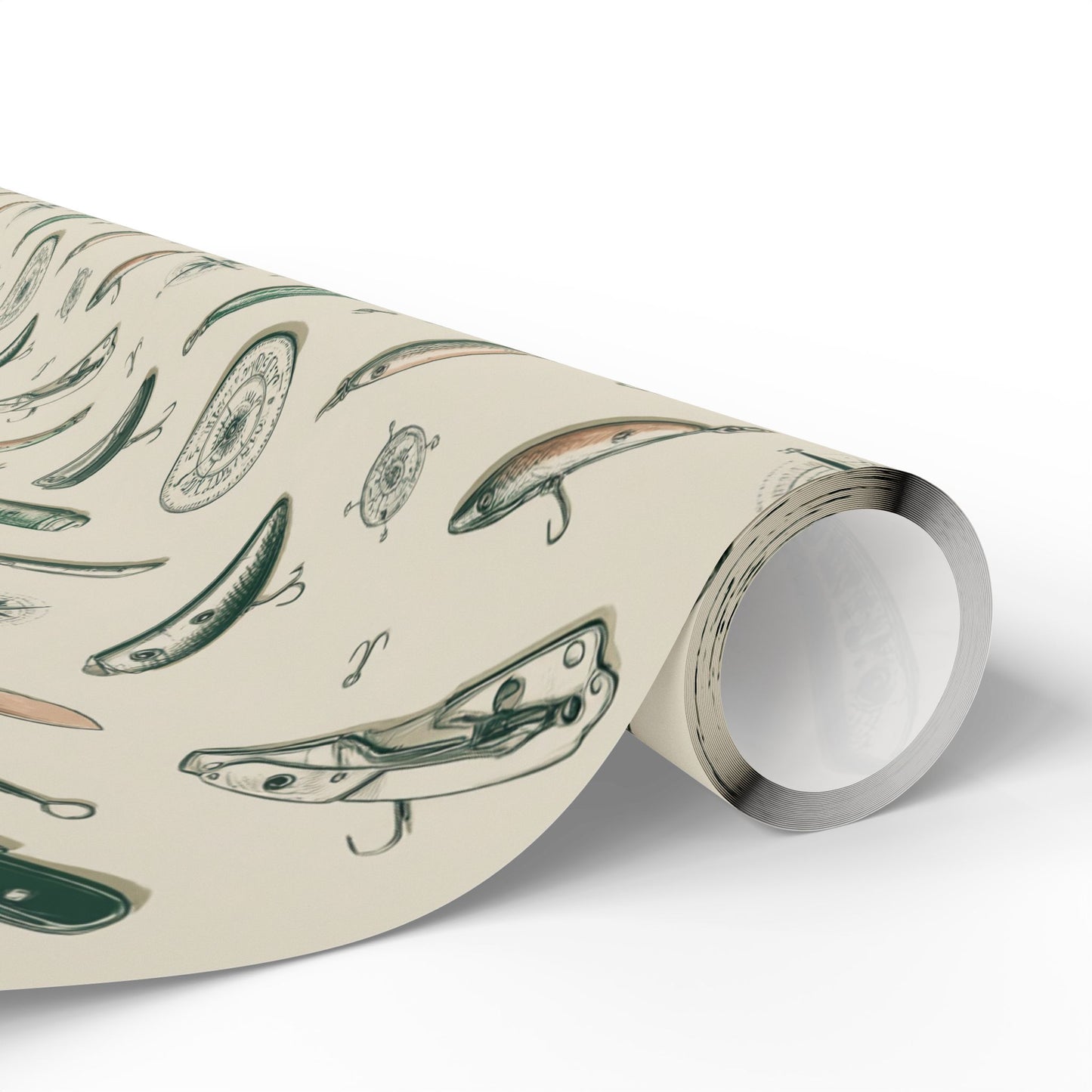 Outdoor Adventure Wrapping Paper — Fishing Lures, Compasses & Pocket Knives | Father's Day Gift Wrap
