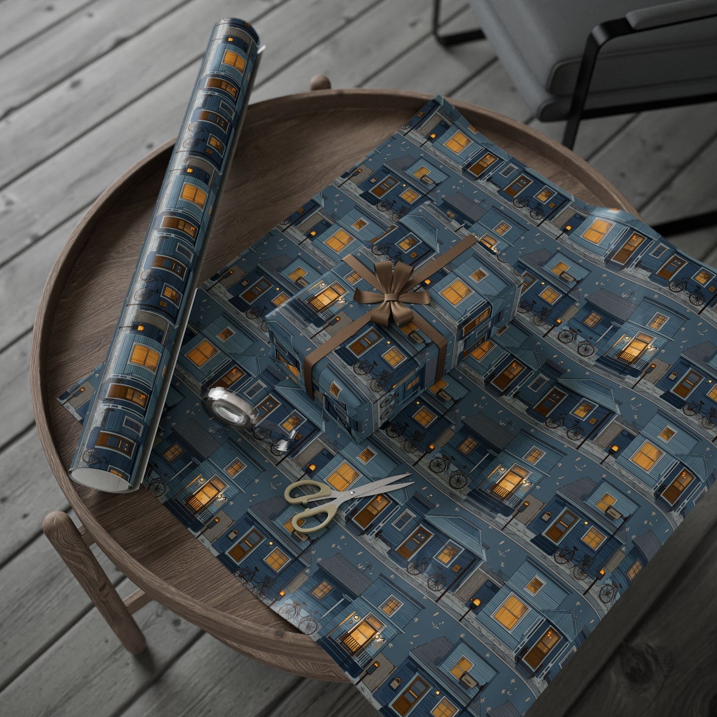 Neighborhood Map Pattern Wrapping Paper — District No. 004