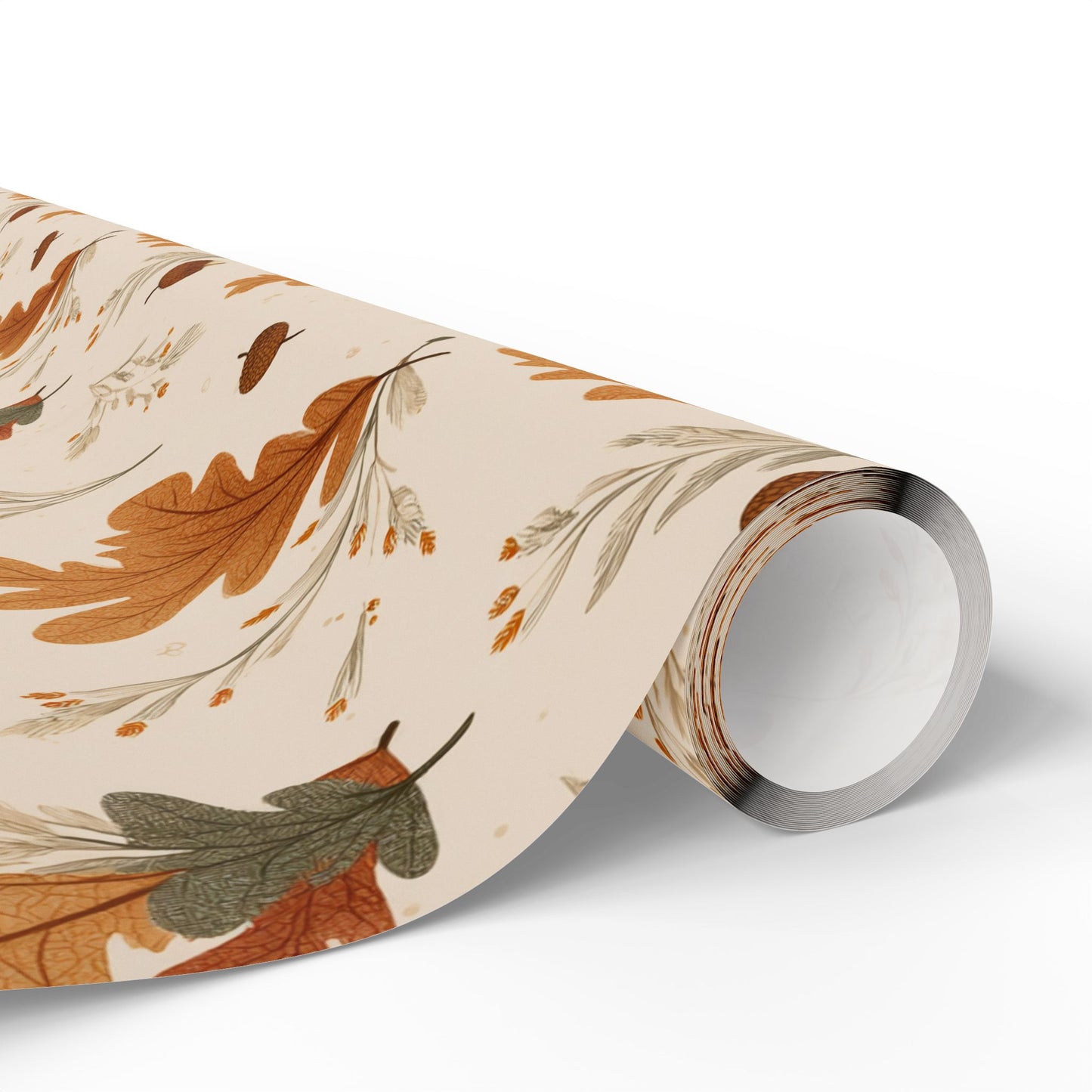 Fall Botanical Wrapping Paper — Oak Leaves, Acorns & Wheat | Autumn Gift Wrap