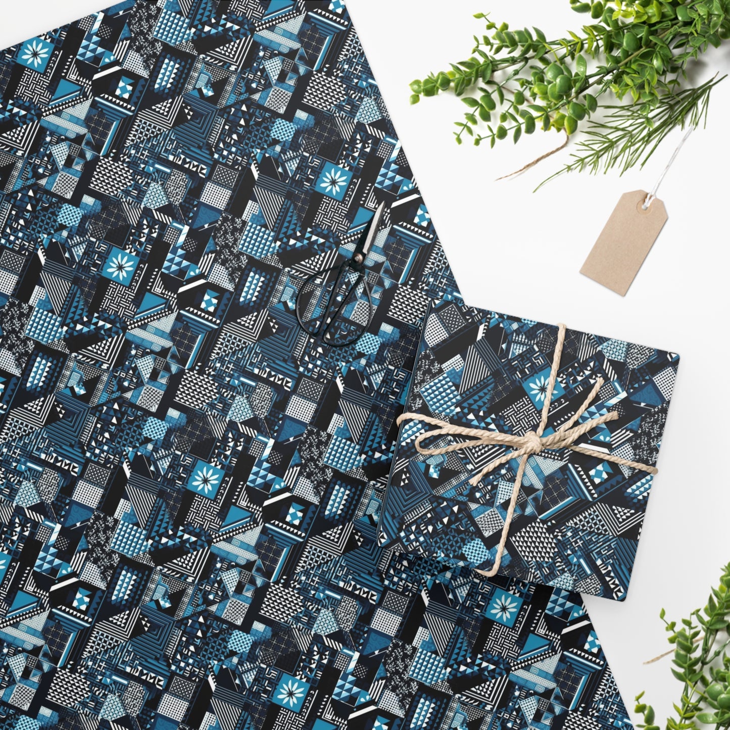 Blue Geometric Wrapping Paper