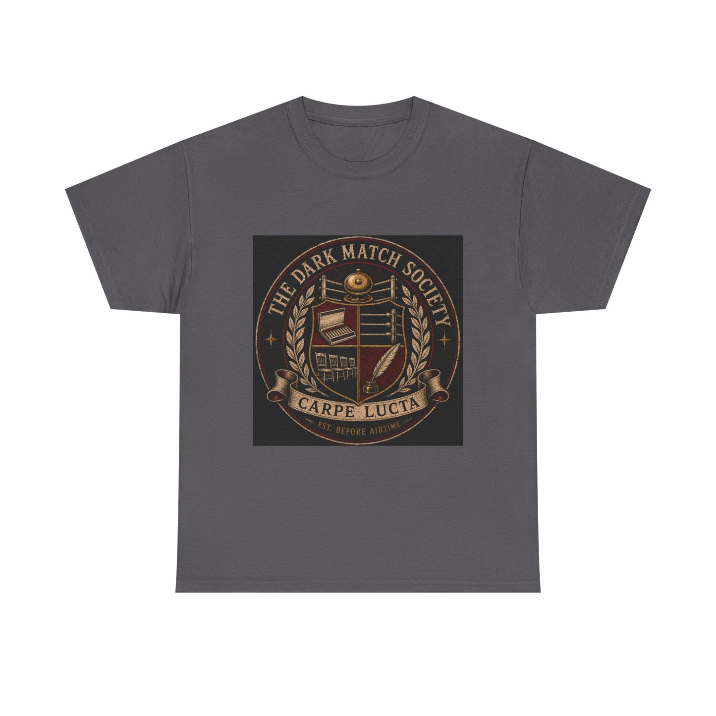 Dark Match Society Crest T-Shirt — 'Carpe Lucta' Vintage Emblem Tee