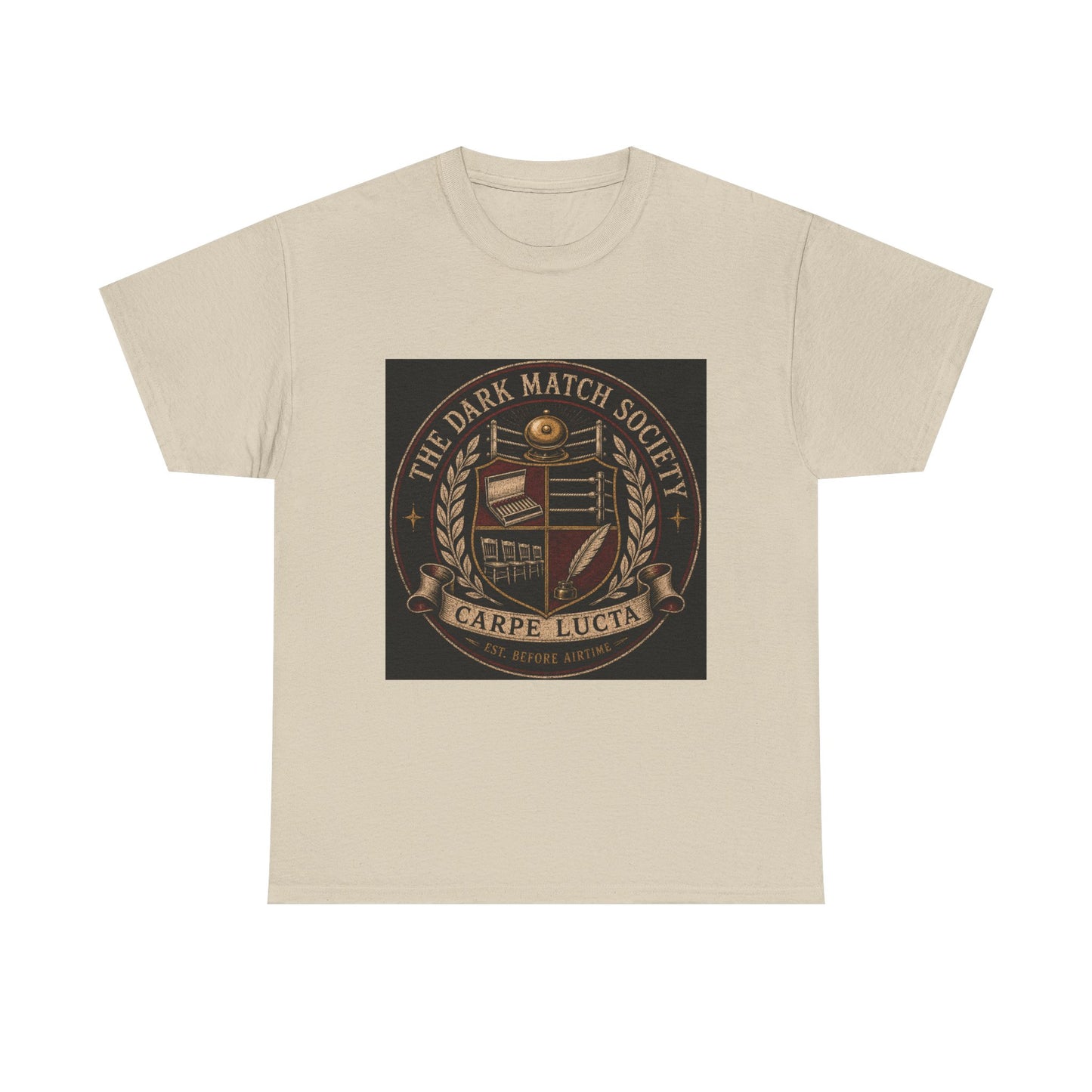 Dark Match Society Crest T-Shirt — 'Carpe Lucta' Vintage Emblem Tee