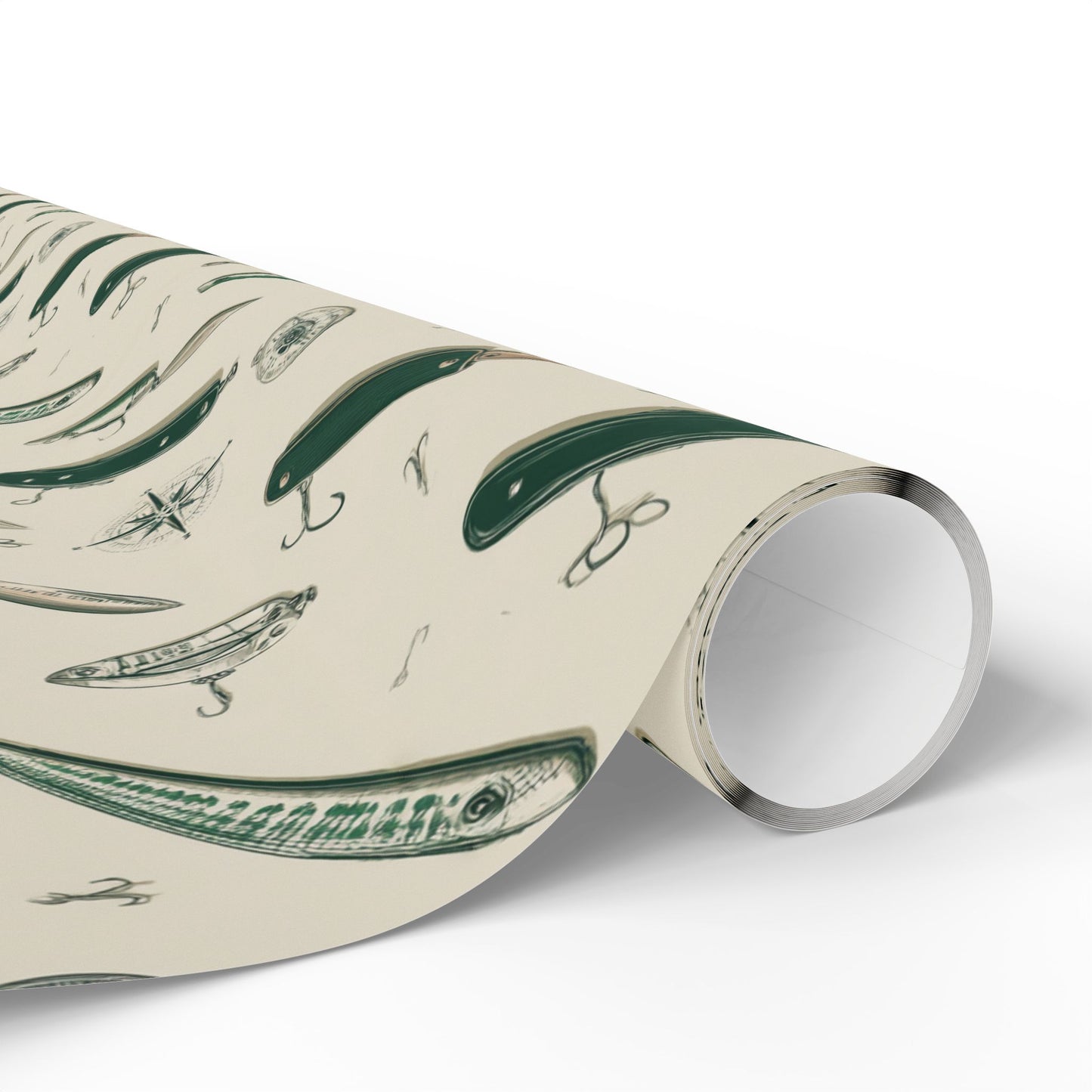 Outdoor Adventure Wrapping Paper — Fishing Lures, Compasses & Pocket Knives | Father's Day Gift Wrap