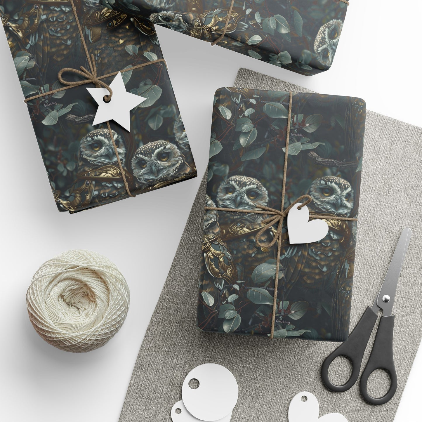 Baby Owls in Armor Wrapping Paper