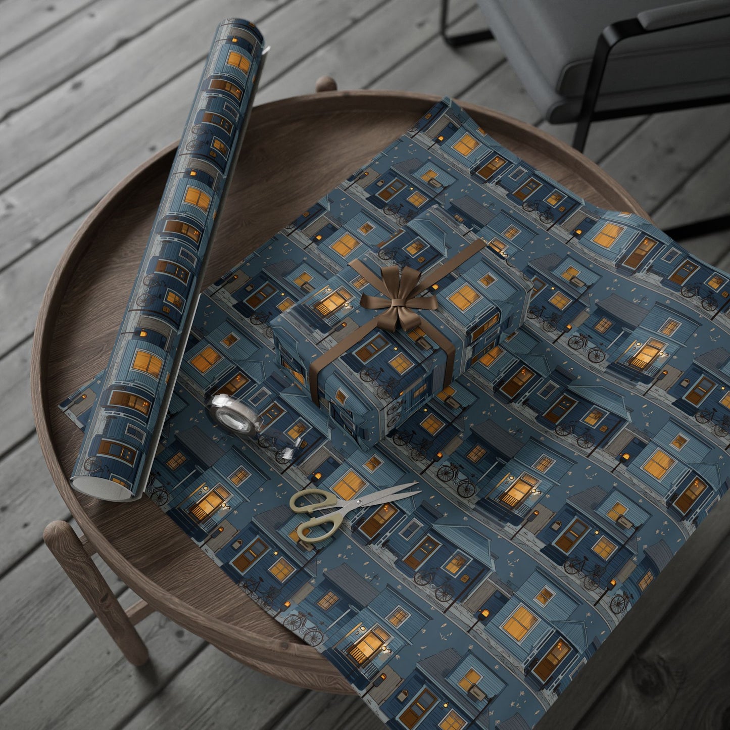 Neighborhood Map Pattern Wrapping Paper — District No. 004