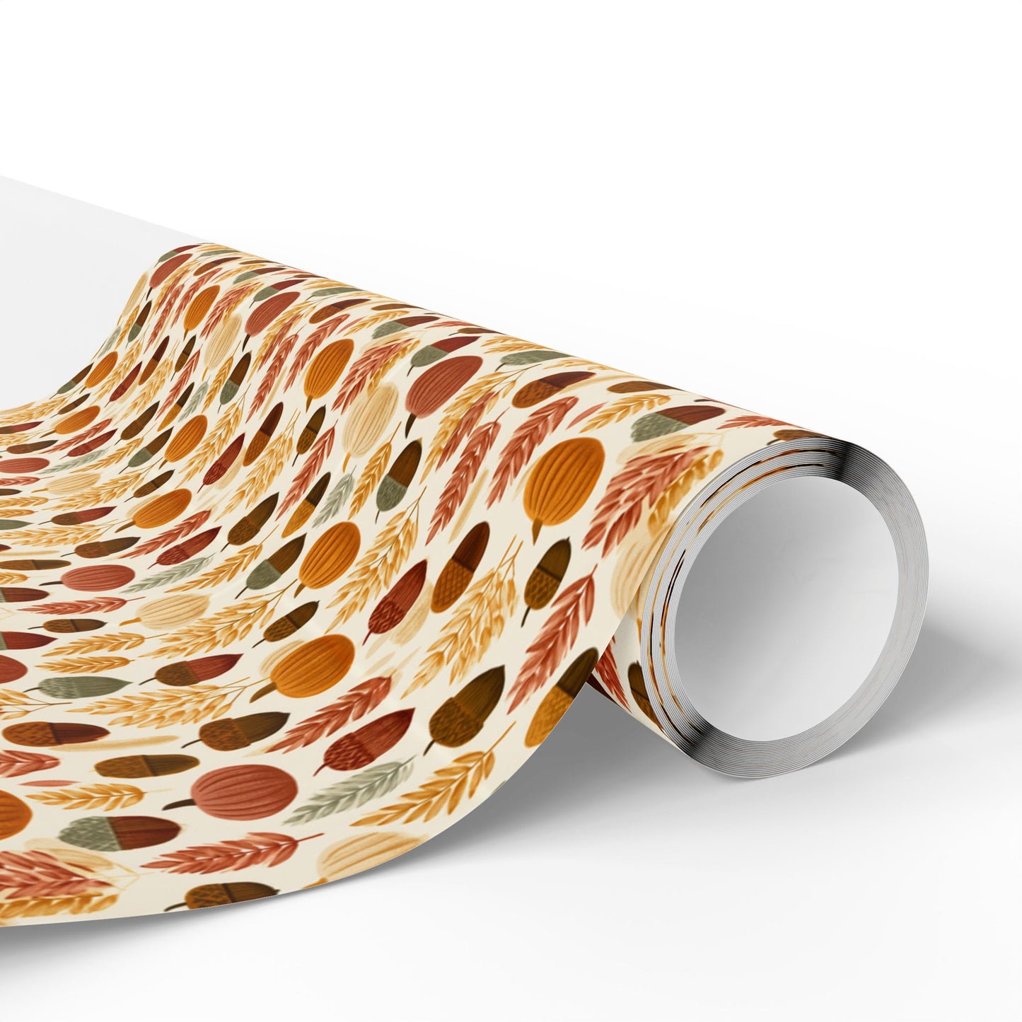 Harvest Grid Wrapping Paper | Mid-Century Modern Wheat & Gourd Pattern | All-Season Gift Wrap