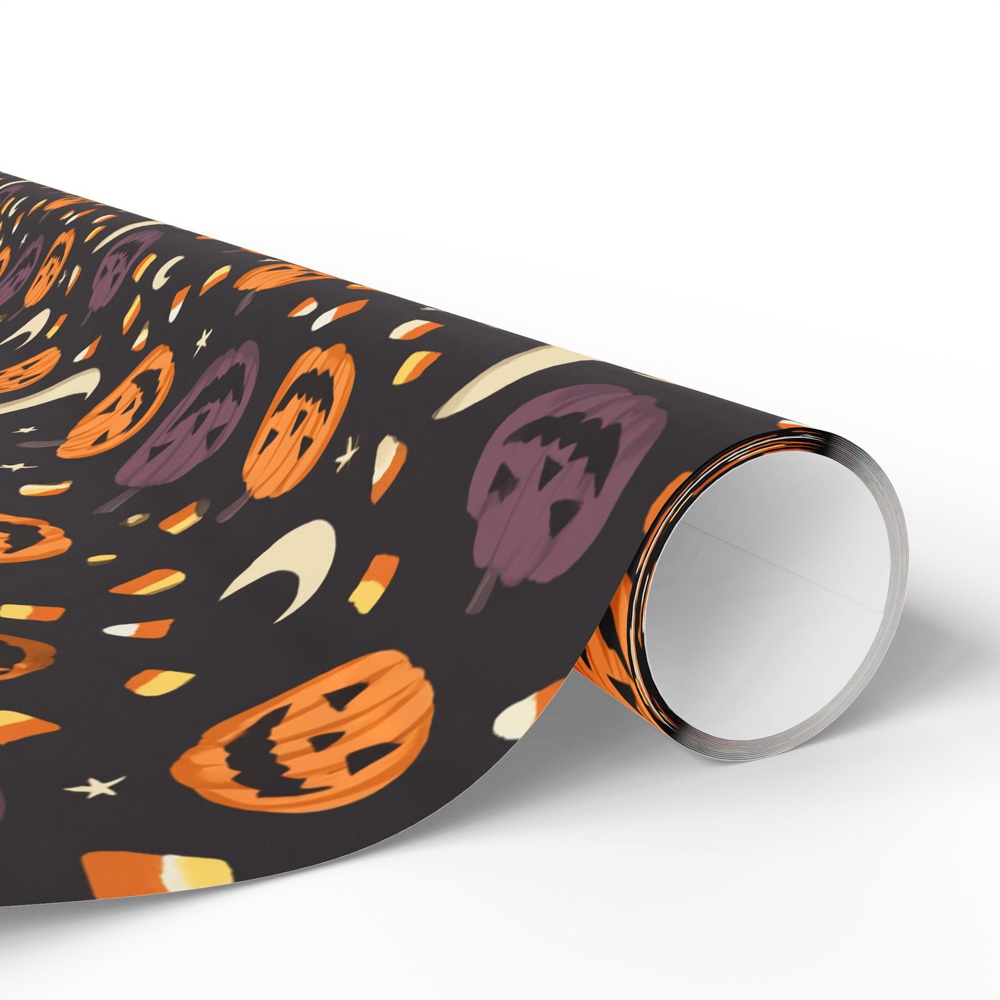Halloween Wrapping Paper — Jack-o-Lanterns, Candy Corn & Moons | Spooky Gift Wrap