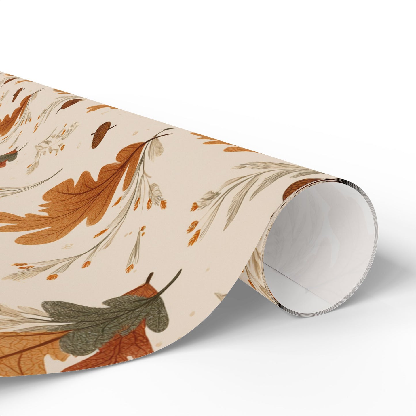 Fall Botanical Wrapping Paper — Oak Leaves, Acorns & Wheat | Autumn Gift Wrap