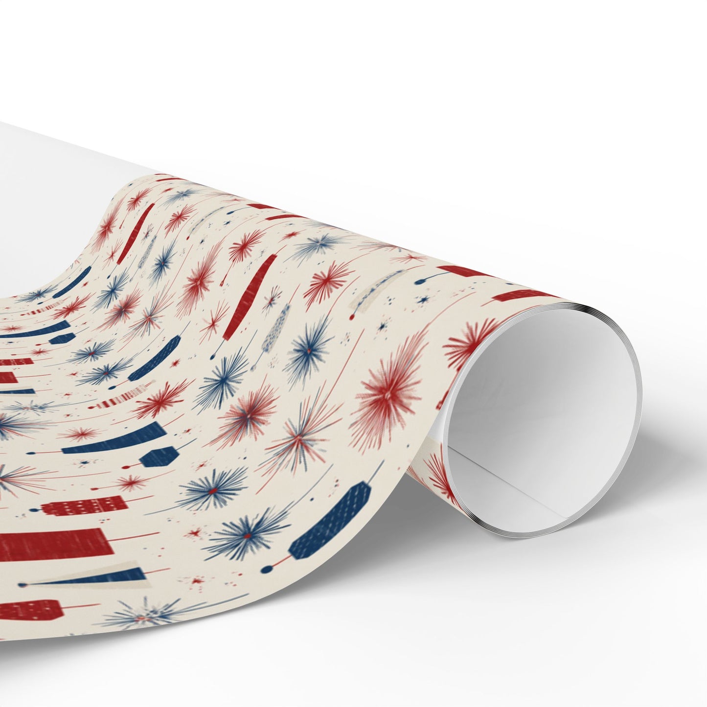 Geometric Firecracker & Sparkler Wrapping Paper | Fourth of July Holiday Gift Wrap