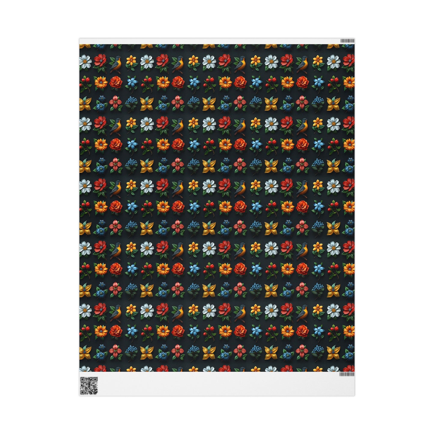 Flowers on Black Wrapping Paper