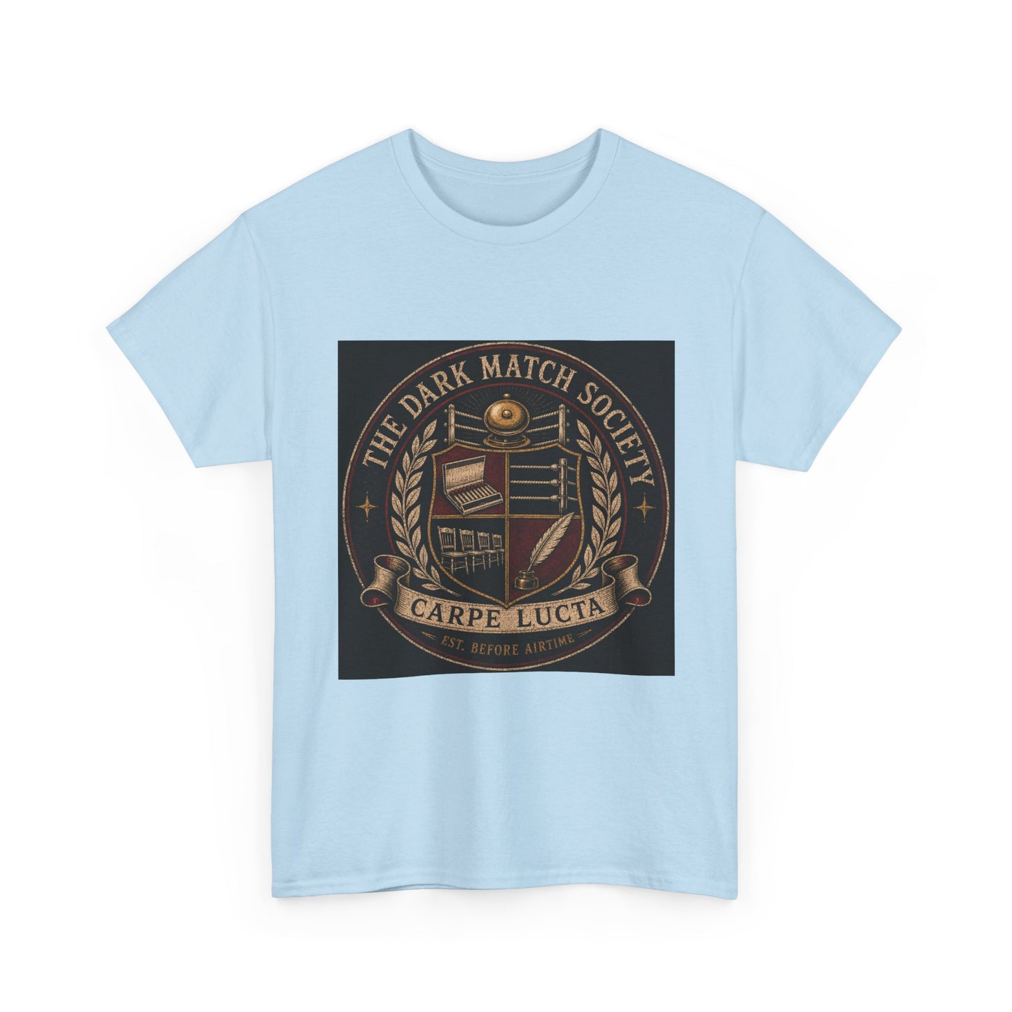 Dark Match Society Crest T-Shirt — 'Carpe Lucta' Vintage Emblem Tee