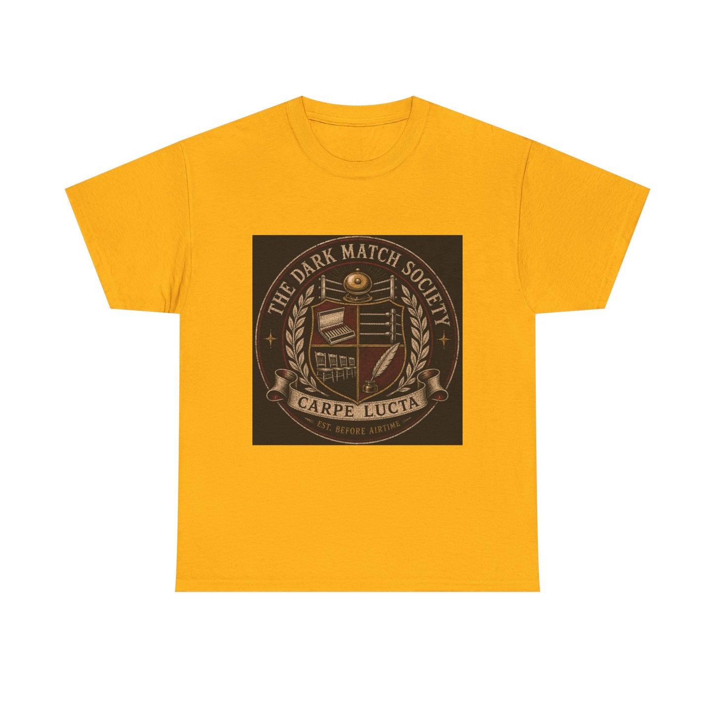 Dark Match Society Crest T-Shirt — 'Carpe Lucta' Vintage Emblem Tee