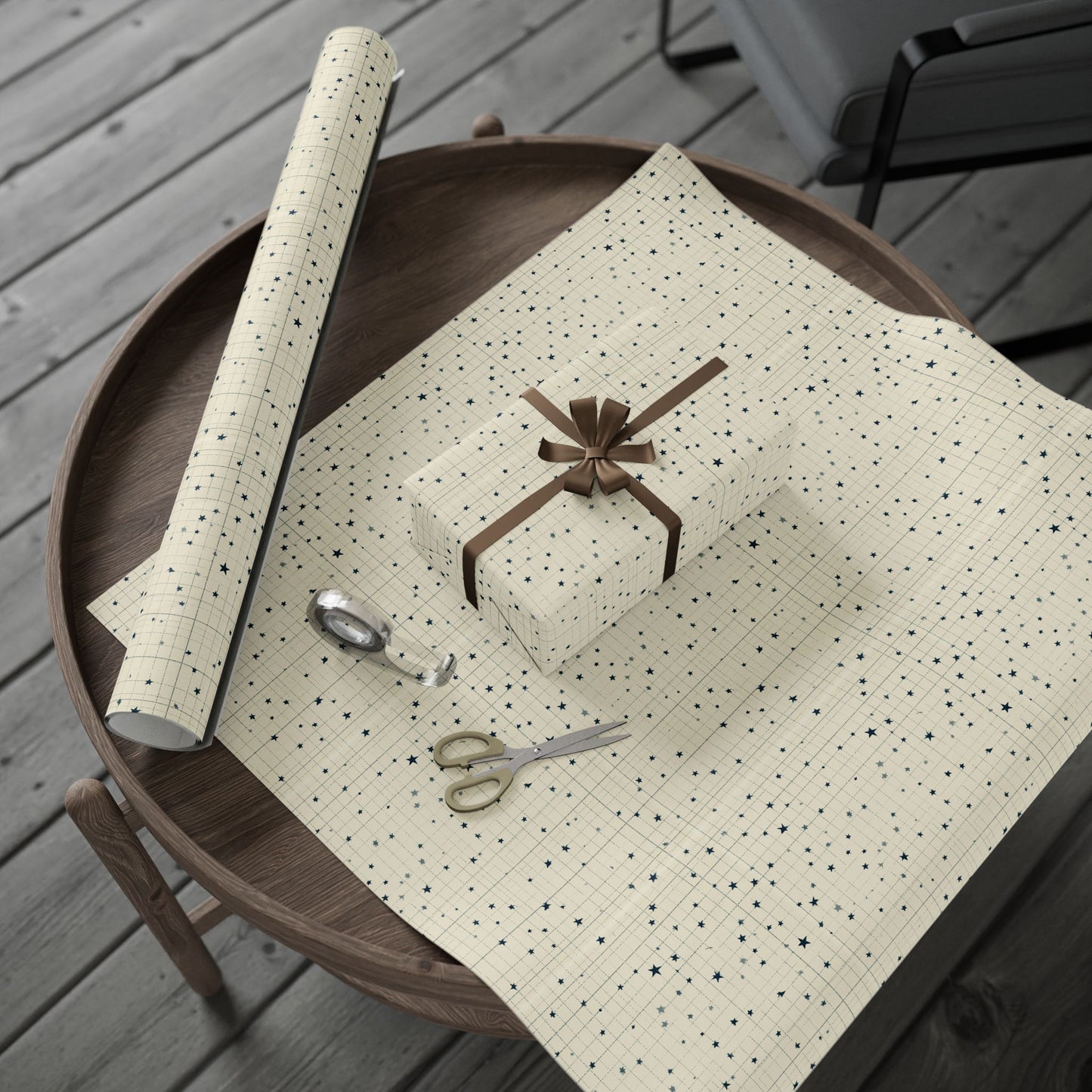 Minimalist Star Grid Wrapping Paper