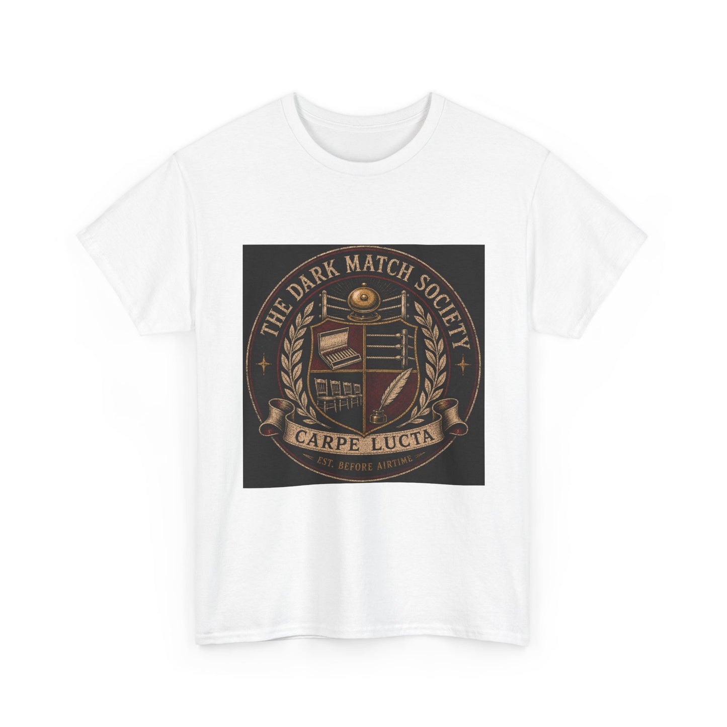 Dark Match Society Crest T-Shirt — 'Carpe Lucta' Vintage Emblem Tee