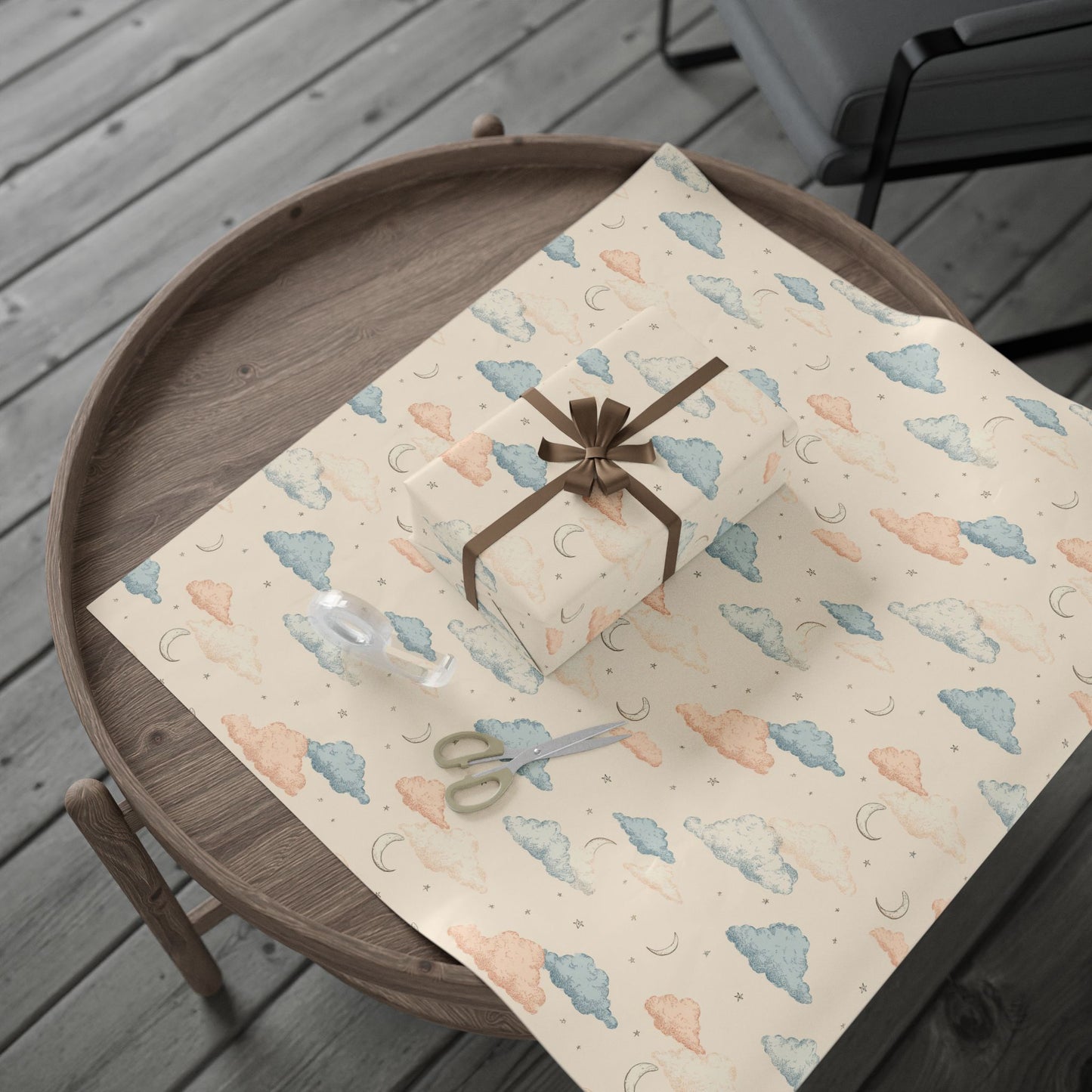 Celestial Wrapping Paper — Moons, Stars & Clouds | All-Occasion Gift Wrap