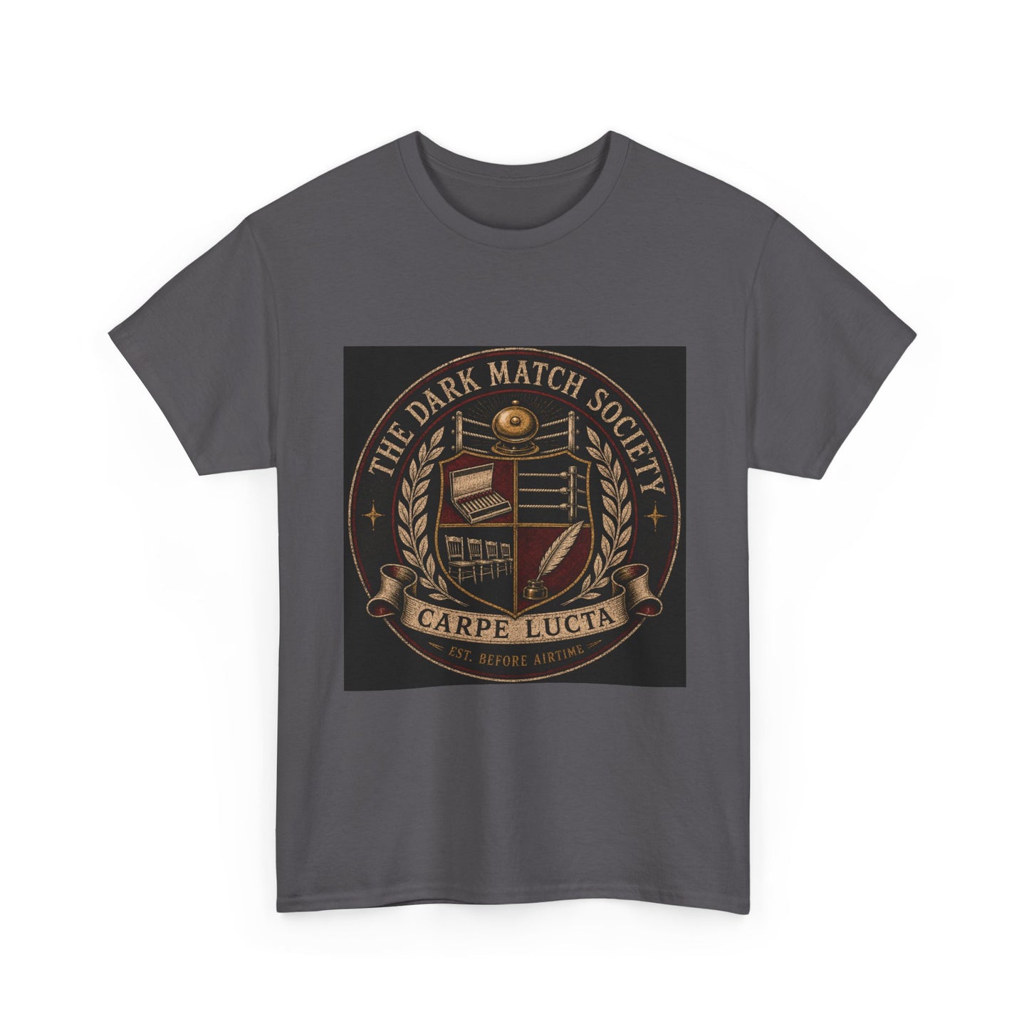 Dark Match Society Crest T-Shirt — 'Carpe Lucta' Vintage Emblem Tee