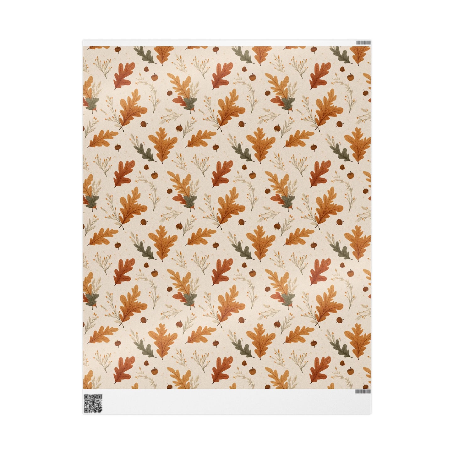 Fall Botanical Wrapping Paper — Oak Leaves, Acorns & Wheat | Autumn Gift Wrap