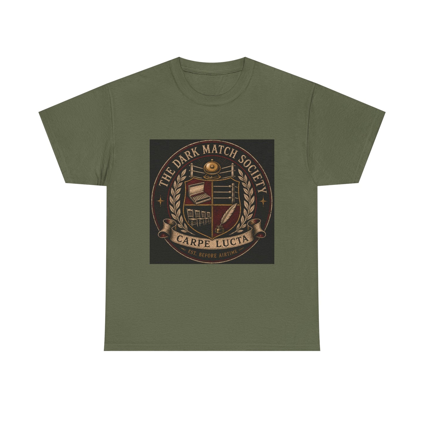 Dark Match Society Crest T-Shirt — 'Carpe Lucta' Vintage Emblem Tee