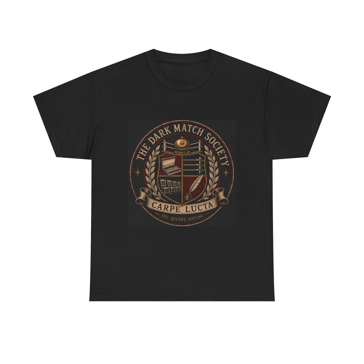 Dark Match Society Crest T-Shirt — 'Carpe Lucta' Vintage Emblem Tee