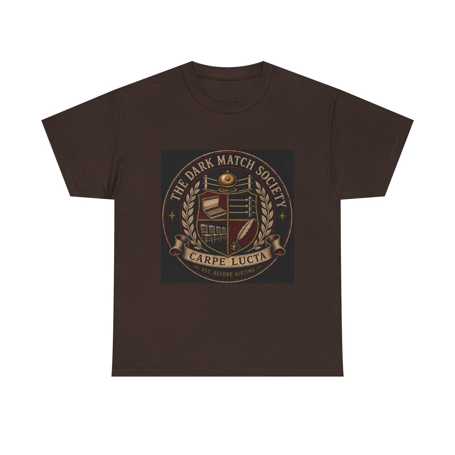 Dark Match Society Crest T-Shirt — 'Carpe Lucta' Vintage Emblem Tee