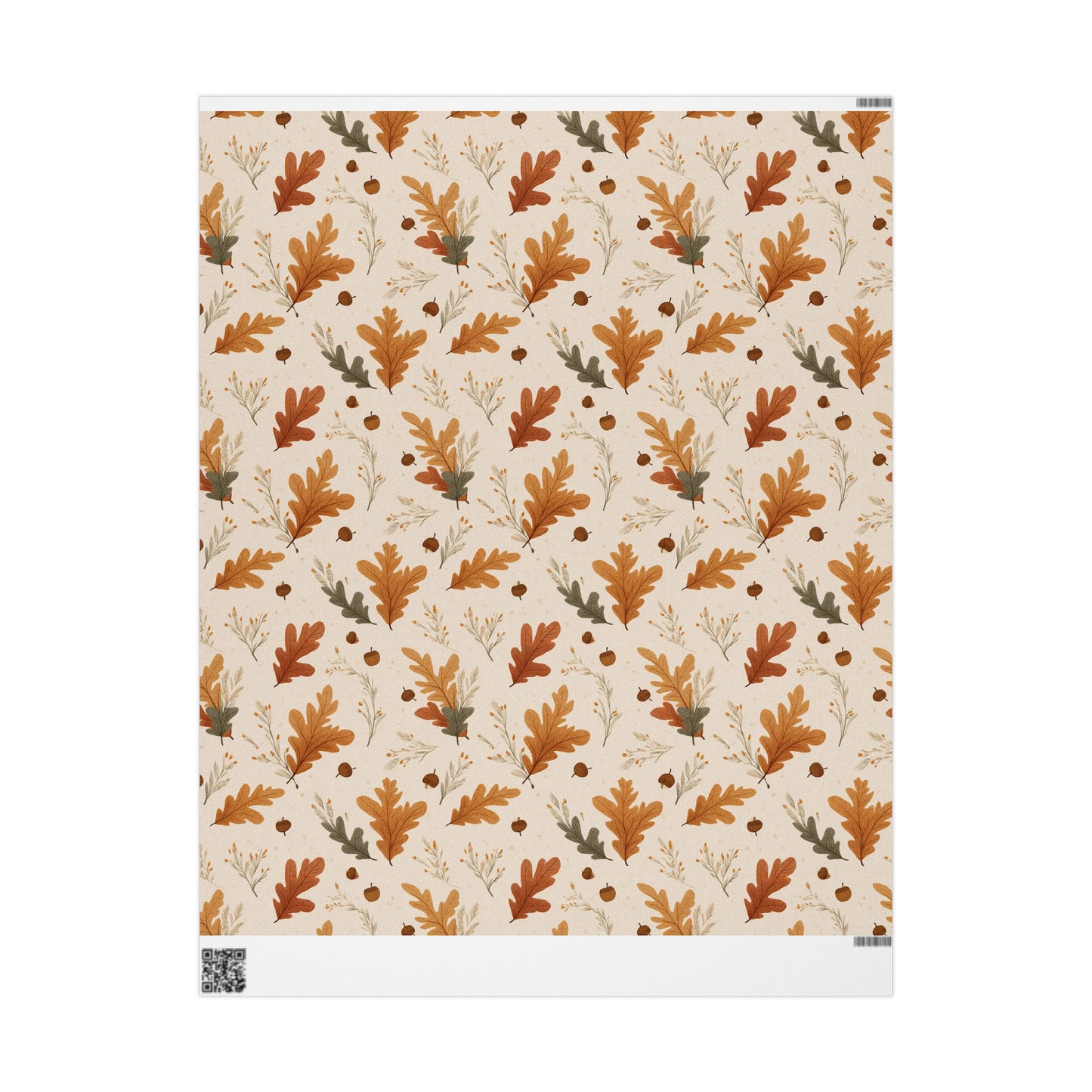Fall Botanical Wrapping Paper — Oak Leaves, Acorns & Wheat | Autumn Gift Wrap