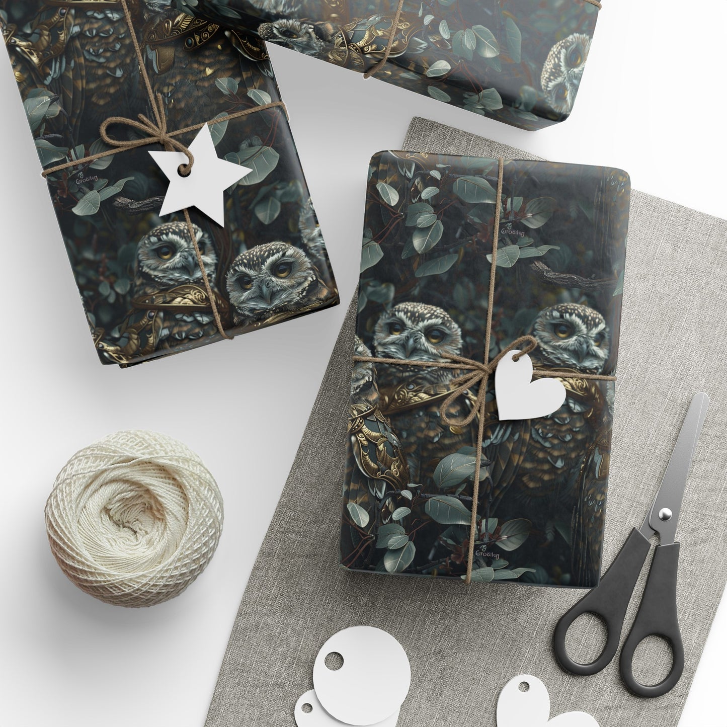 Baby Owls in Armor Wrapping Paper