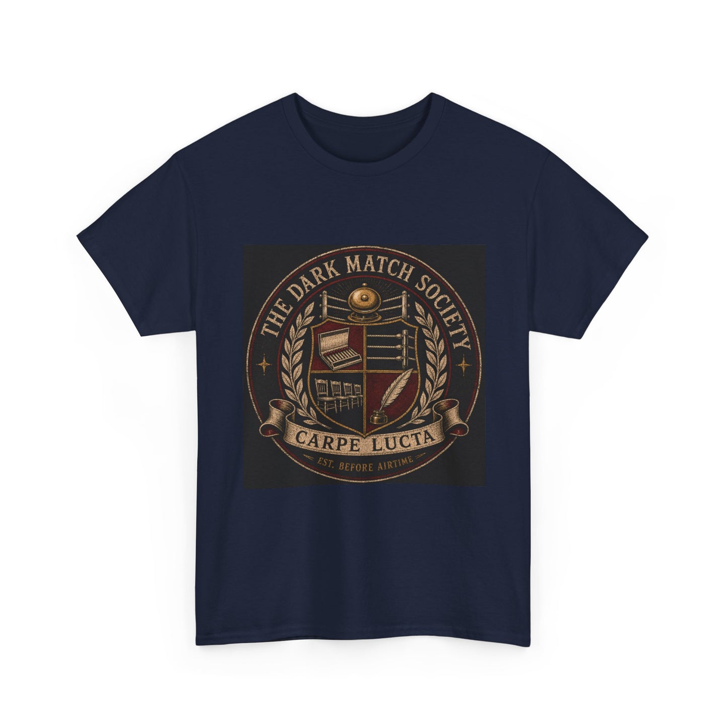 Dark Match Society Crest T-Shirt — 'Carpe Lucta' Vintage Emblem Tee