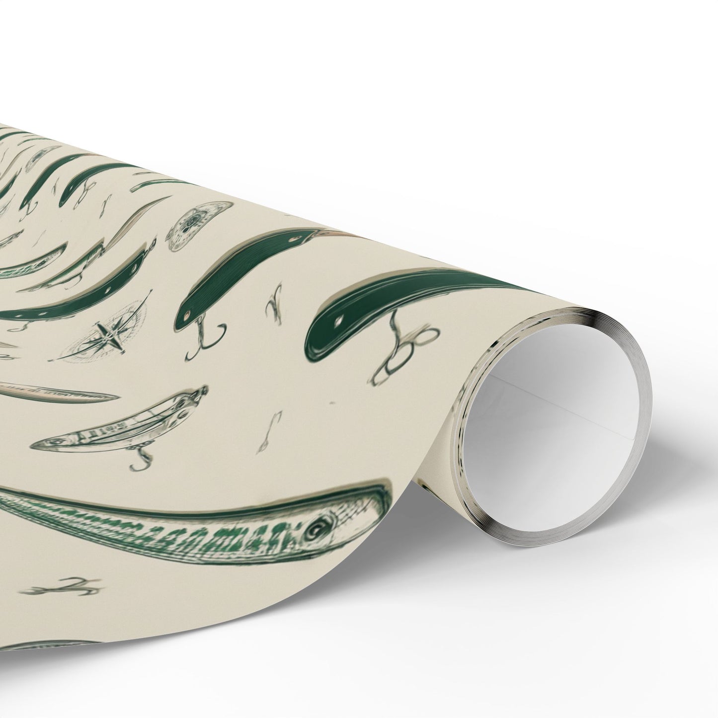 Outdoor Adventure Wrapping Paper — Fishing Lures, Compasses & Pocket Knives | Father's Day Gift Wrap