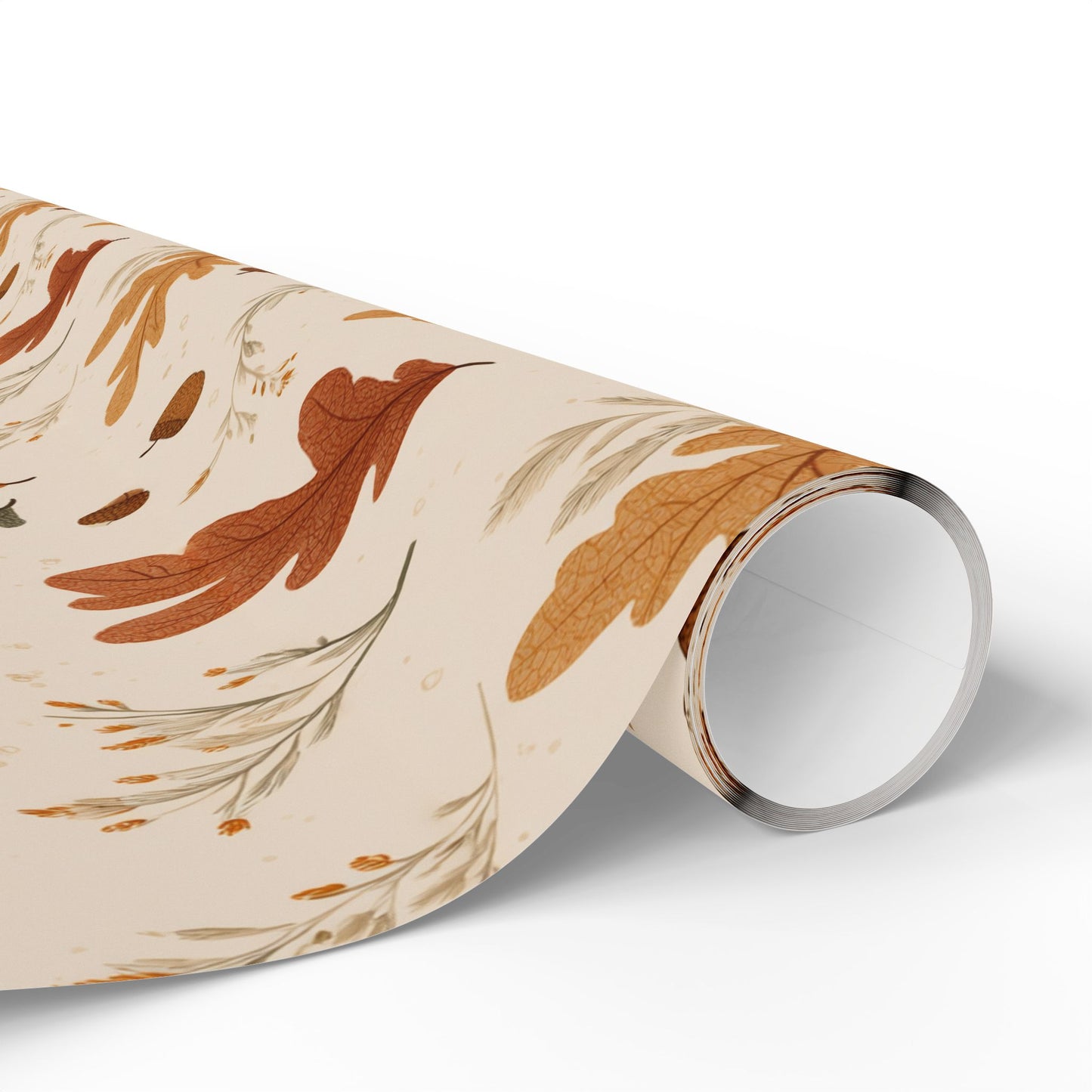 Fall Botanical Wrapping Paper — Oak Leaves, Acorns & Wheat | Autumn Gift Wrap