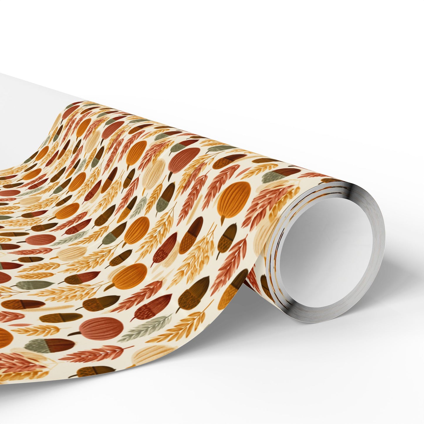 Harvest Grid Wrapping Paper | Mid-Century Modern Wheat & Gourd Pattern | All-Season Gift Wrap