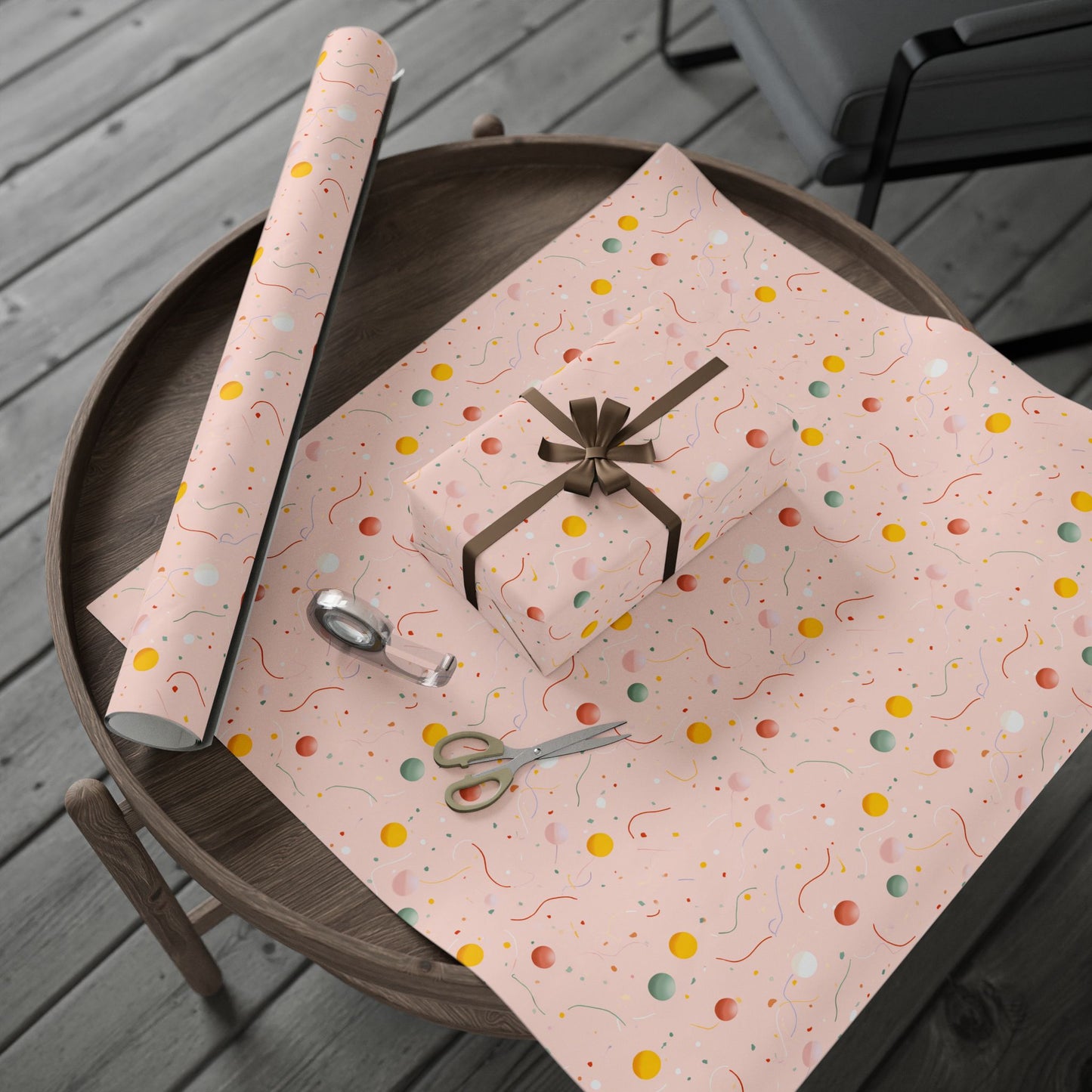 Festive Confetti & Balloon Wrapping Paper | All-Occasion Celebration Gift Wrap