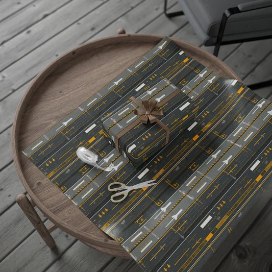 Airport & Runway Pattern Wrapping Paper — Directional No. 003