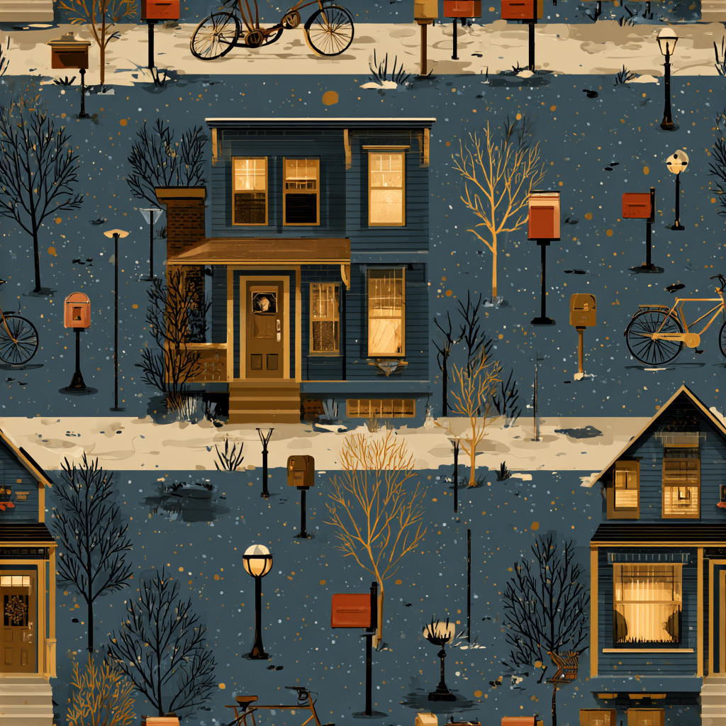 Neighborhood seamless wrapping paper pattern