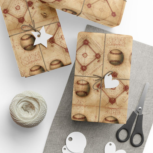 Baseball Schematic Wrapping Paper