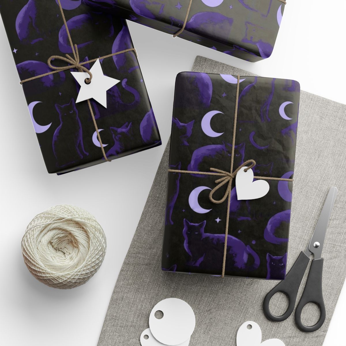 Black Cats & Crescent Moons Wrapping Paper