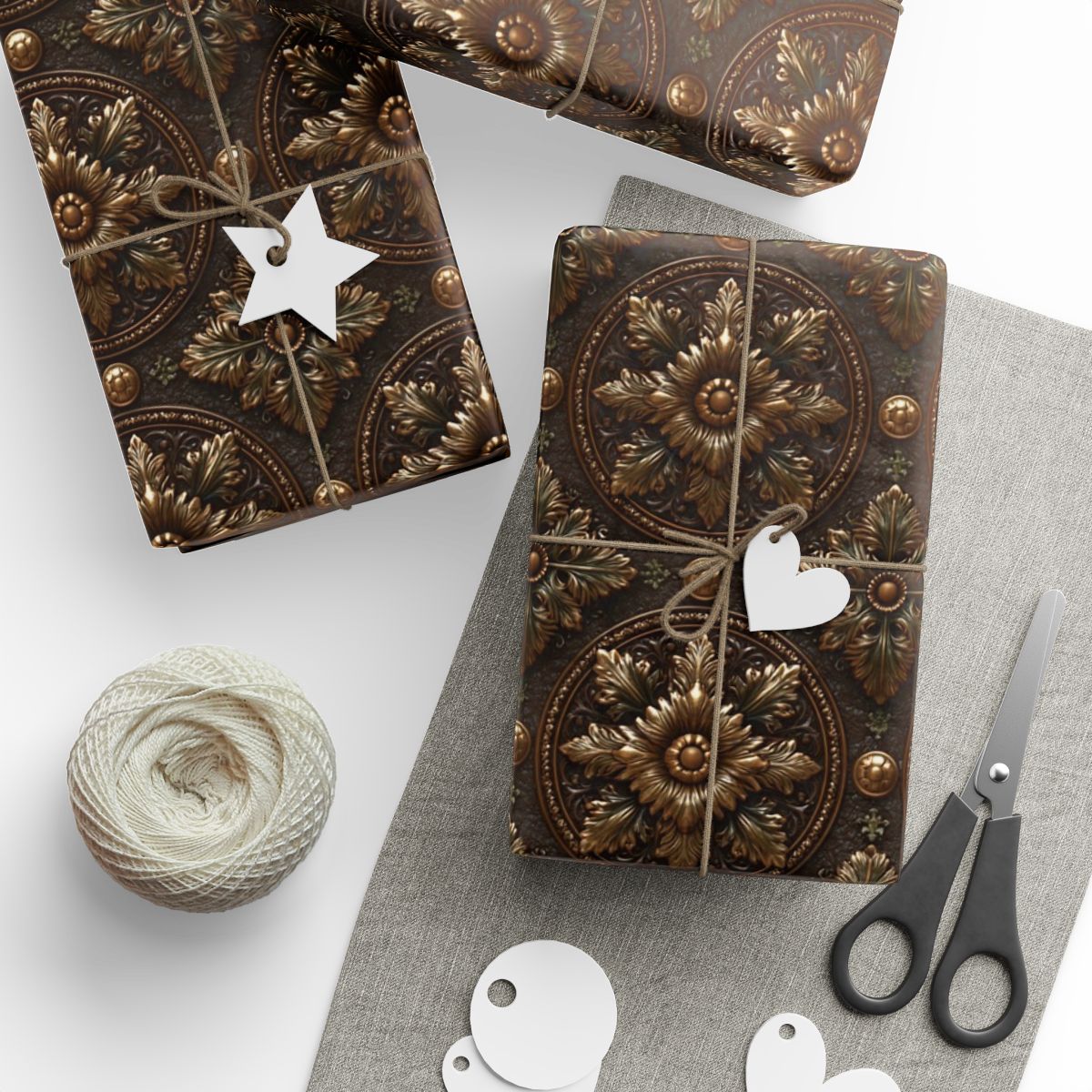 Bronze Baroque Medallion Wrapping Paper