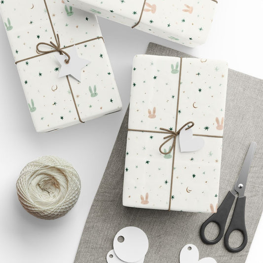 Bunny Faces & Stars Nursery Wrapping Paper