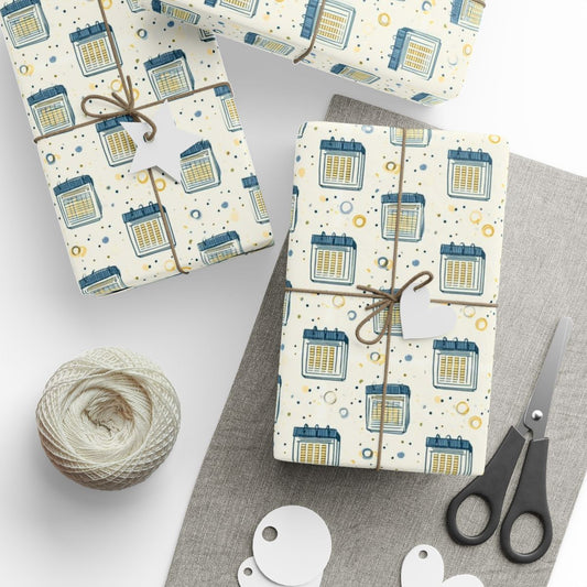 Calendar Page Wrapping Paper | Vintage Analog Calendar Motif | All-Season Gift Wrap