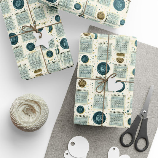 Calendar Page Wrapping Paper | Vintage Analog Calendar Motif | All-Season Gift Wrap