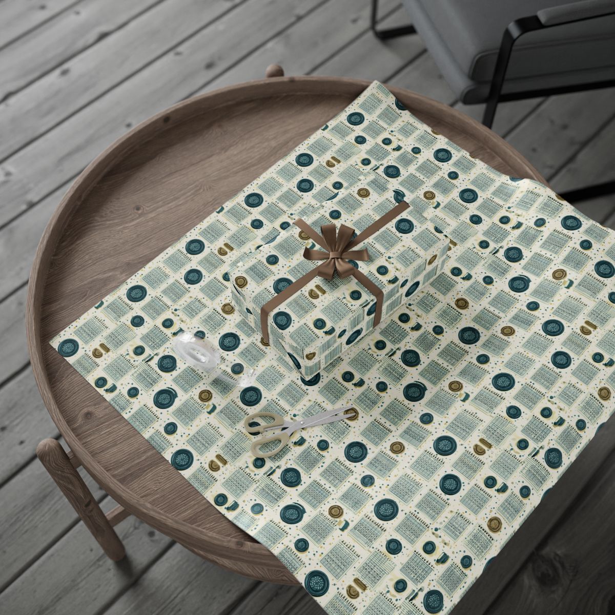 Calendar Page Wrapping Paper | Vintage Analog Calendar Motif | All-Season Gift Wrap