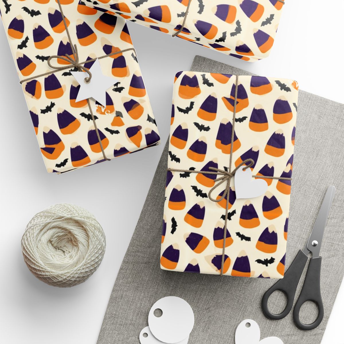 Candy Corn & Bats Wrapping Paper