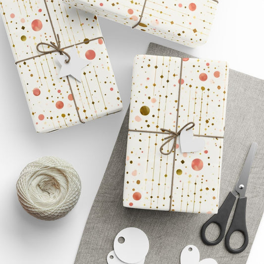 Celebration Grid Wrapping Paper | Geometric Diamond & Burst Pattern | All-Occasion Gift Wrap