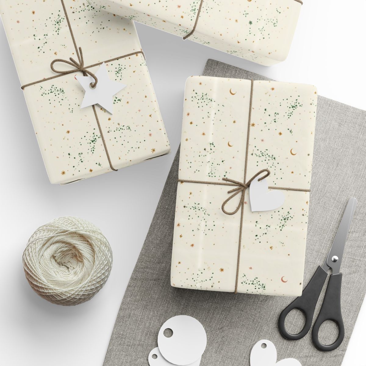 Celestial Night Sky Wrapping Paper — Stars & Moons Pattern (Design 6)