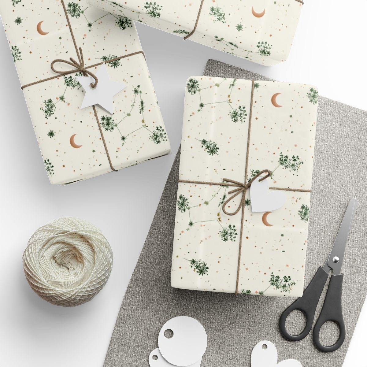 Celestial Night Sky Wrapping Paper — Stars & Moons Pattern (Design 7)