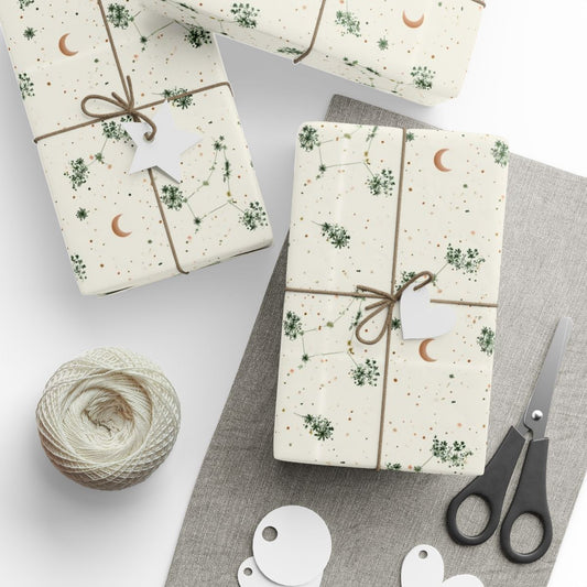 Celestial Night Sky Wrapping Paper — Stars & Moons Pattern (Design 7)