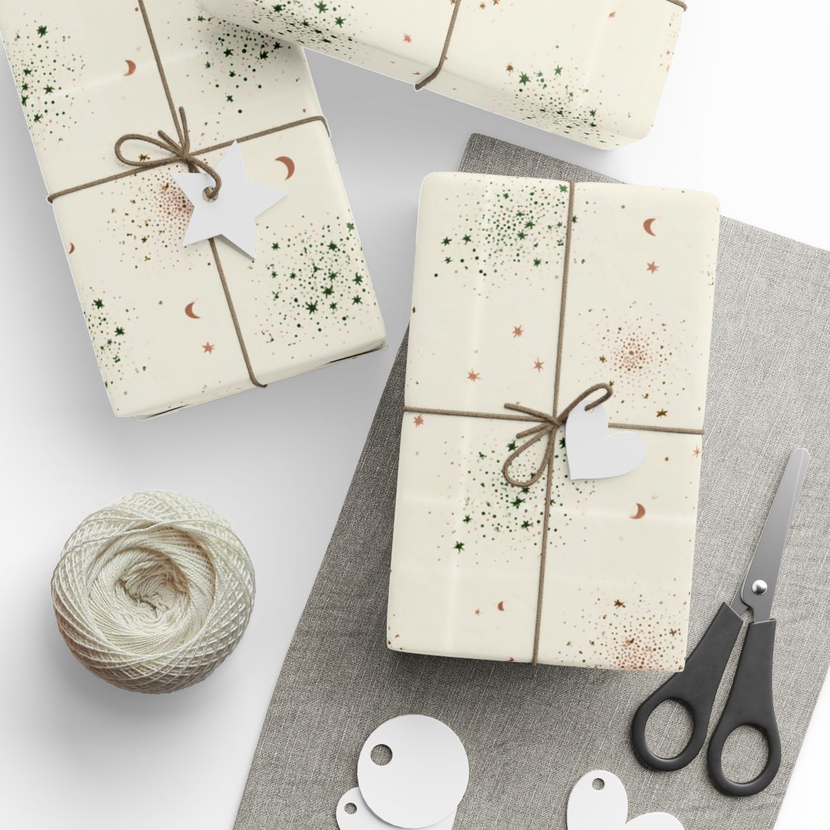 Celestial Night Sky Wrapping Paper — Stars & Moons Pattern (Design 8)