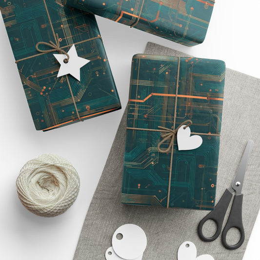 Circuit Board Pattern Wrapping Paper — Trace No. 002