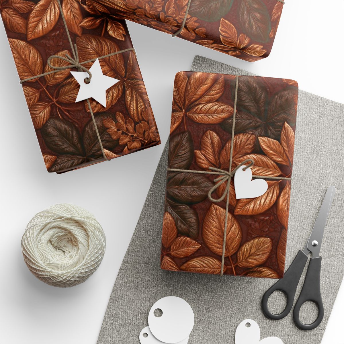 Copper Foil Leaves Wrapping Paper